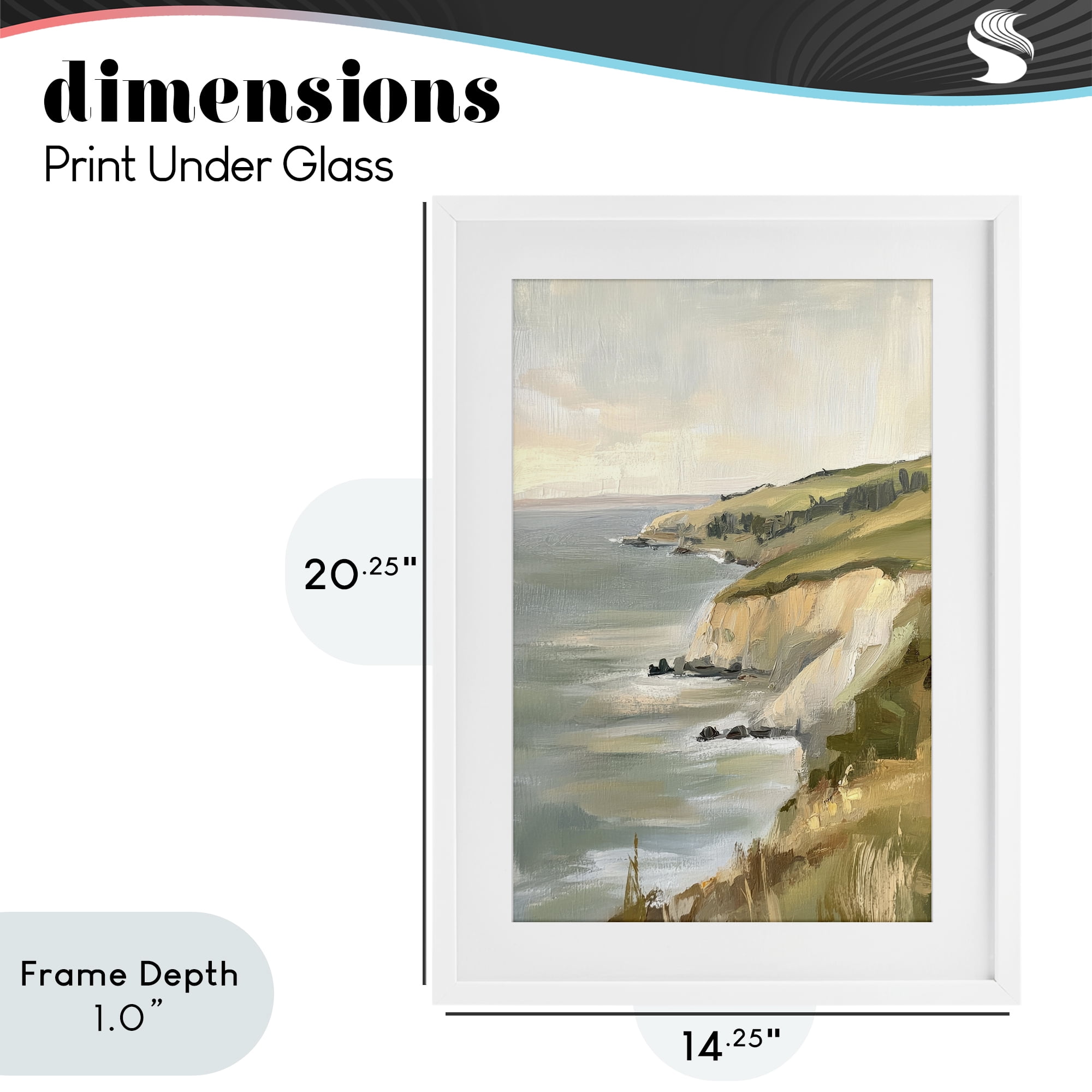 Stupell Industries Cliffs Off The Sea White Framed Print Under Glass, design by Petal Prints Design