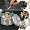 thumbnail image 4 of Yayeee Ashtray with Lid for Cigarette Smokeless Stainless Steel Home Ash Holder, Blue Rainbow, 4 of 7