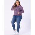 thumbnail image 3 of DARING DIVA Women's Plus Size Washed Front Frayed Classic Denim Jacket 2X Purple, 3 of 6