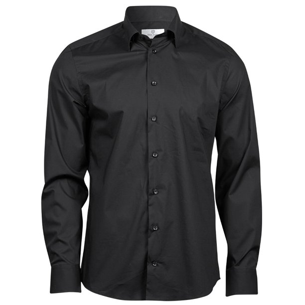 Tee Jays - Camisa Luxury de Elástica de Manga Larga para Hombre (Negro) Tee Jays UTPC4792_black