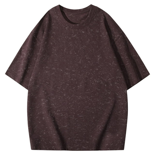 Men's Polyester T-Shirt, Casual Short Sleeve Shirt, Solid Color Round Neck Top for Daily Wear