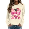 thumbnail image 3 of HUITKMM Womens Hoodie Women's Pullover Hoodie Letter Print Round Neck Top for Winter & Winter 2414 S, 3 of 7