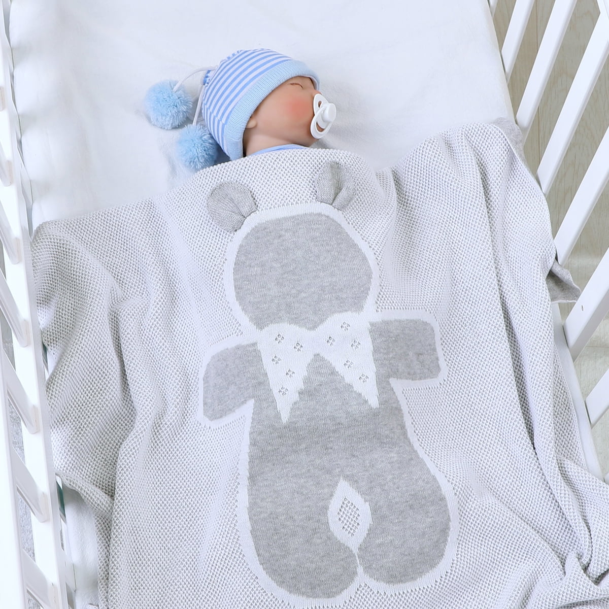 Baby Blanket Cotton Knitted 100*80CM Sleep Covers Fashion Cute 3D Bear