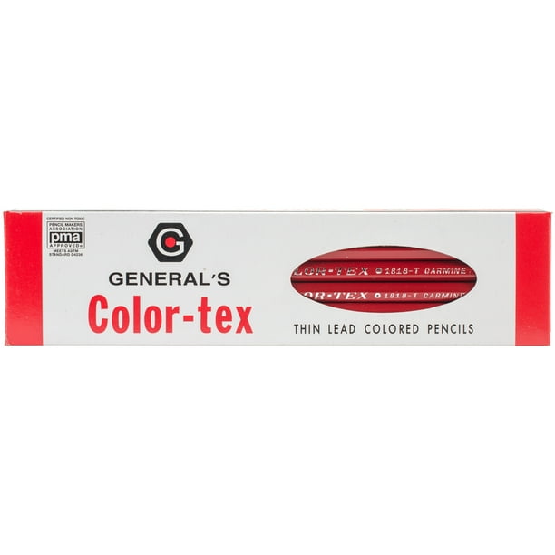 General Pencil 1818T ColorTex Red Color Pencils With Eraser 12/Pkg
