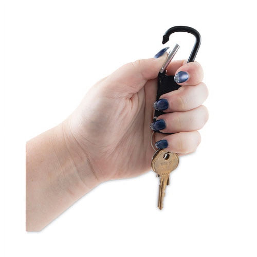 Carabiner Key Chains, Split Key Rings, Aluminum, Black, 10/pack | Bundle of 2