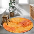 thumbnail image 4 of Orange Tropical Leaf Large Area Rugs for Bedroom Living Room, Soft Non Slip Carpet Bedside Rug, Summer Palm Leaves Botanical Round Floor Cover Kitchen Accent Rug 4' for Dining Room/Office, 4 of 9