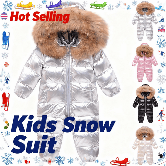Mifsaly Snow Suit for Kids Boys Girl Zip up Snowsuit Waterproof Windproof Thicken Warm Ski Suits Hooded Winter Outdoor Overalls Snowboarding 2025 Unisex Convenient Thermal Outfits