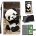 thumbnail image 1 of SaniMore Wallet Case for Google Pixel 7 6.3" 2022, PU Leather Color Painting Kickstand Wrist Strip Magnetic Clasp Cash Pocket Card Holders Shockproof Full Protective Case, Panda, 1 of 9