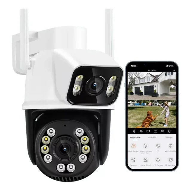 Cámara De Seguridad 8mp 4k Wifi Exterior Con Doble Lente