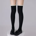 thumbnail image 6 of Womens Cotton Boot Socks Sweet Lolitas Frilly Thigh High Stockings Lace Trim Over Knee Stockings JK Students Girls Socks, 6 of 15