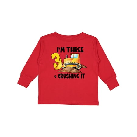 

Inktastic I m 3 and Crushing It Construction 3rd Birthday Gift Toddler Boy or Toddler Girl Long Sleeve T-Shirt