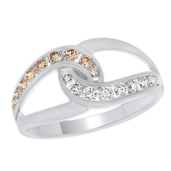 AFFY White & Brown Natural Diamond Infinity Ring In 10k White Gold (0.5 Cttw)