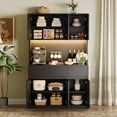 thumbnail image 4 of Bingirl Kitchen Pantry Cabinet with Charging Station, Large Kitchen Pantry with Microwave Countertop and LED Lights, Tall Cabinet with Storage Drawers, 4 of 7
