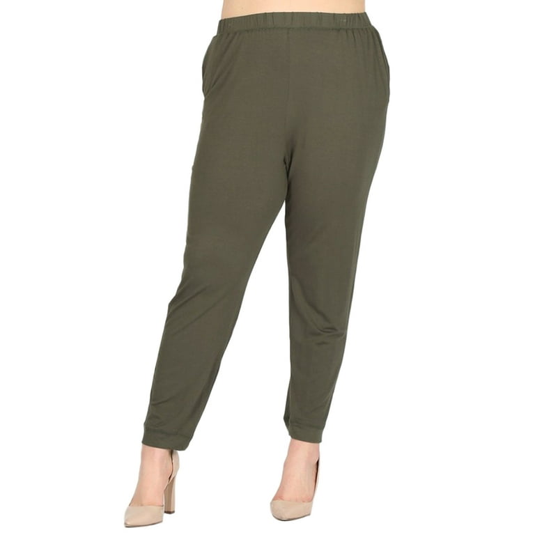 Pastel by Vivienne Women s Jersey Jogger Pants in Plus Size Olive X Large