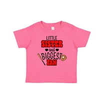 Inktastic Little Sister and Biggest Fan Baseball Glove and Bat Girls Baby T-Shirt