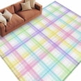 thumbnail image 2 of White Grid 5'x7' Area Rug, Colorful Plaid Modern Geometric Pattern Washable Non-Slip Soft Rugs, Low-Pile Large Carpet for Living Room Bedroom Dining Room, Non-Shedding Accent Rug, 2 of 9