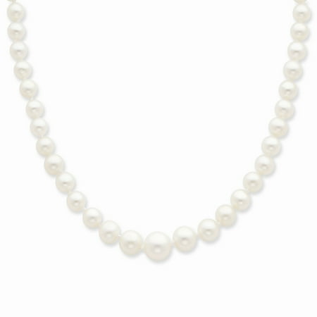 Roy Rose Jewelry 14K Yellow Gold 4-8mm Graduated White Freshwater Cultured Pearl Necklace ~ length: 18 inches