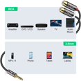 thumbnail image 2 of Cable de 3,5 mm a 2 RCA, carcasa de cobre chapado en oro, resistente, adaptador de audio estéreo de 3,5 mm macho a 2 RCA hembra., 2 of 4