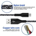 thumbnail image 5 of Micro USB Cable 6ft 4pack,USB A to Micro USB Cable Nylon Braided Phone Cables Adapter Micro USB Charging Cable USB Charger Cable Android Charging Cable Cords USB to USB Micro Cable 6ft,Black+Purple, 5 of 6