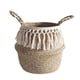 thumbnail image 1 of Cesta plegable de mimbre de con borla blanca para jardín, Los 23x24x27cm Zulema Cesta tejida, 1 of 6