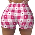 thumbnail image 2 of Uemuo Plaid Heart Pattern Women Workout Impact Shorts Scrunch Butt Lifting Gym Shorts Seamless Booty Biker Shorts-Small, 2 of 8