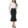 thumbnail image 2 of INSPIRE CHIC Midi Skirt for Women's High Waist Elegant Button Decor Stretchy Mermaid Skirts, 2 of 5