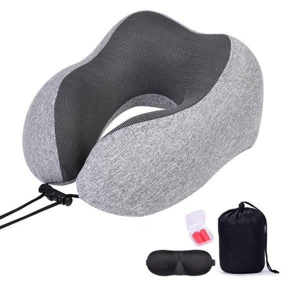 Pillow Memory Foam Neck Pillow, Comfortable & Breathable Cover, Machine Washable, Airplane Travel