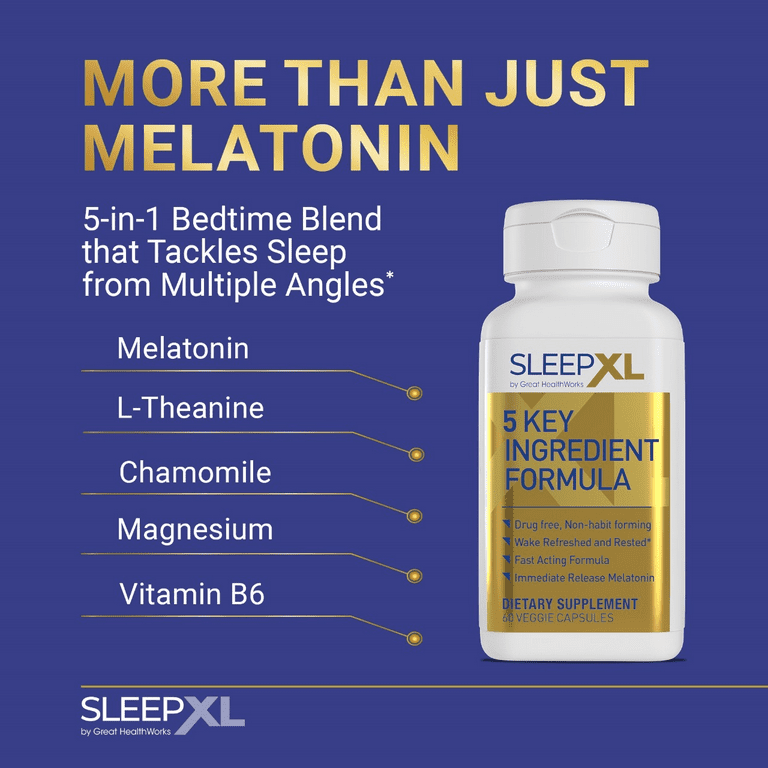 SleepXL: Fast-Acting Sleep Aid, 5 Key Ingredients, 60 Vegan SleepXL: Fast-Acting Sleep Aid, 5 Key Ingredients, 60 Vegan