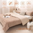thumbnail image 2 of SHANNA Velvet Warm 3Pcs Comforter Sets, Luxury Twin Size Bedding Sets with Fleece Warm Comforters and 2 Pillowcases for Winter Bed Sofa Travel, Camel, 2 of 9