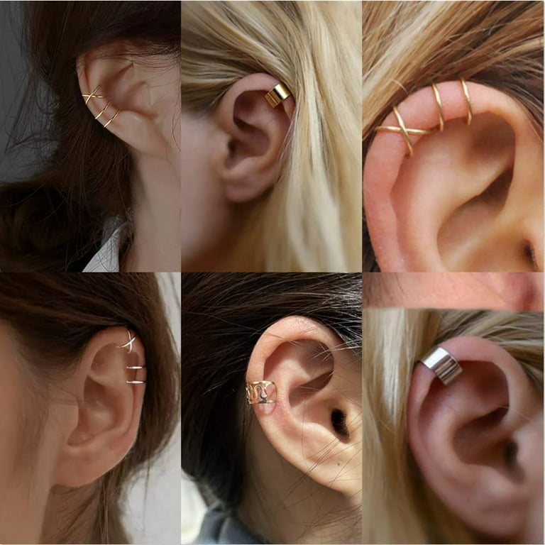 Sterling Silver ear cuff, no piercing ear cuff, fake cartilage , no  piercing earring, ear cuff, fake piercing, gold ear cuff, cz ear cuff