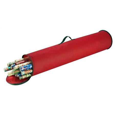 Black Stork - 40.5 in. Wrapping Paper Stand Up Storage Bag in Red