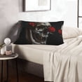 thumbnail image 5 of Plush Throw Pillow Covers, Realistic Rose Skull Pillow Cases with Invisible Zipper, Breathable Microfiber Pillow Cases Standard Size for Sleeping Bedroom Sofa Living Room 14x20, 5 of 5
