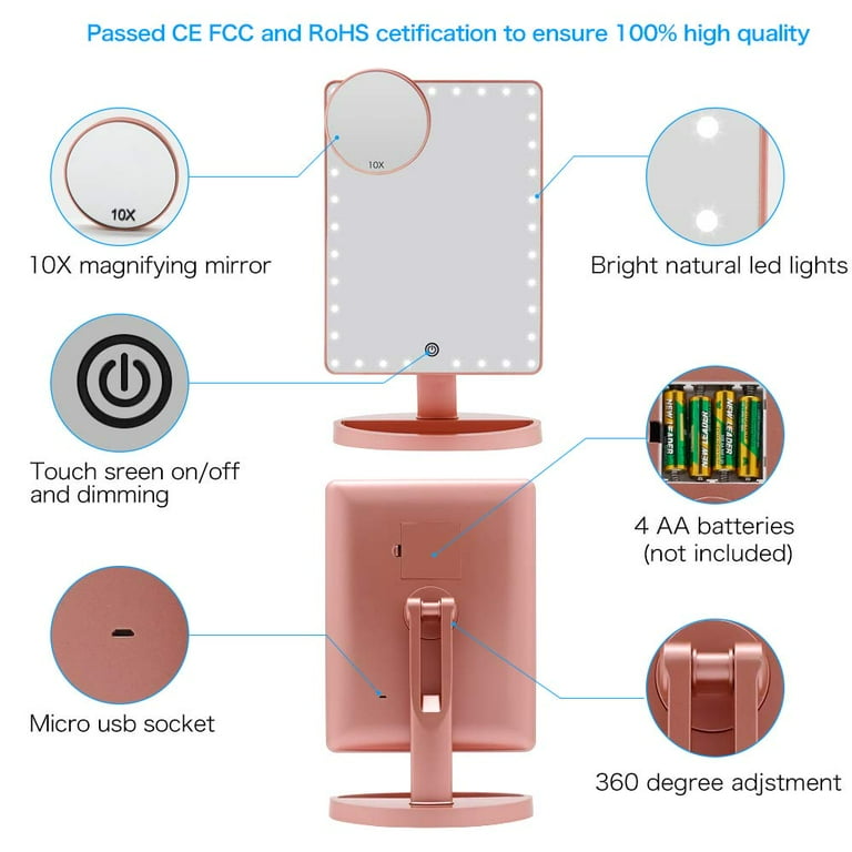 Rose gold light up mirror outlet