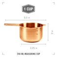 thumbnail image 5 of 2lbDepot 1 Cup Measuring Cup Copper Stainless Steel Metal, Accurate, Engraved Markings US & Metric (240 ml), Wet Liquids & Dry Food Ingredients for Kitchen Baking & Cooking, One Single Cup, 5 of 7