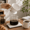 thumbnail image 5 of Ceramic Pour Over Coffee Dripper, Handcrafted Cone Coffee Filter Brewer with 3 Hole Design, Reusable Manual Coffee Maker for Home, Office and Camping, White, 5 of 6