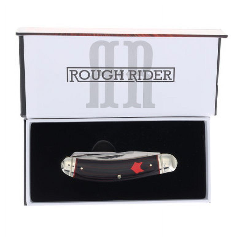 Rough Ryder Knives Rough Ryder Black and Red Micarta Sowbelly Trapper Folding Knife RR2299
