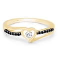thumbnail image 2 of 1/10 CT Round Cut Natural Black & White Diamond Heart Promise Ring In 14K Yellow Gold Over 925 Sterling Silver (Color: I-J,Black, Clarity: I2-I3, 0.10 Cttw) -5, 2 of 7
