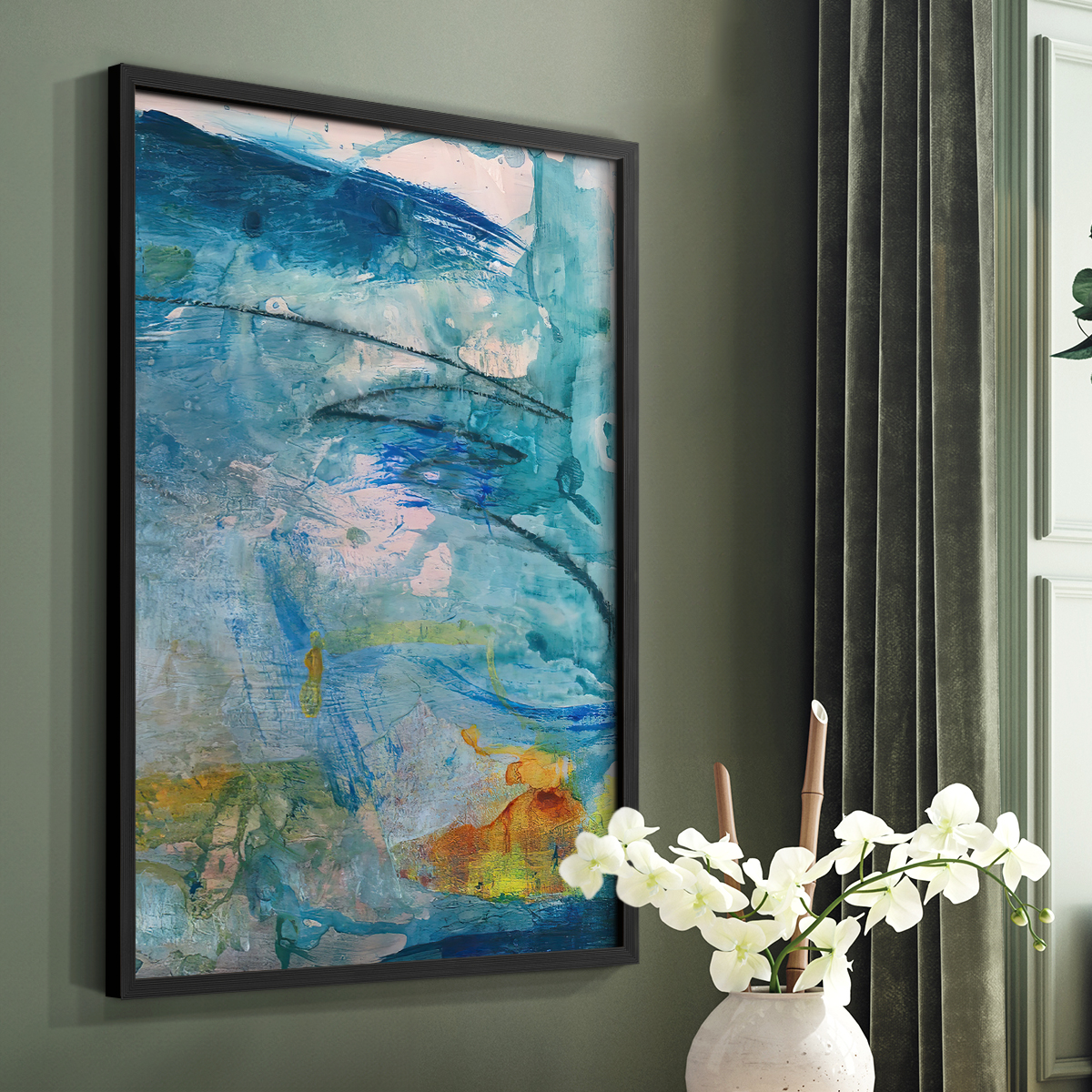 Spring Winds V in Black Solid Wood 16 x 20 Framed Print