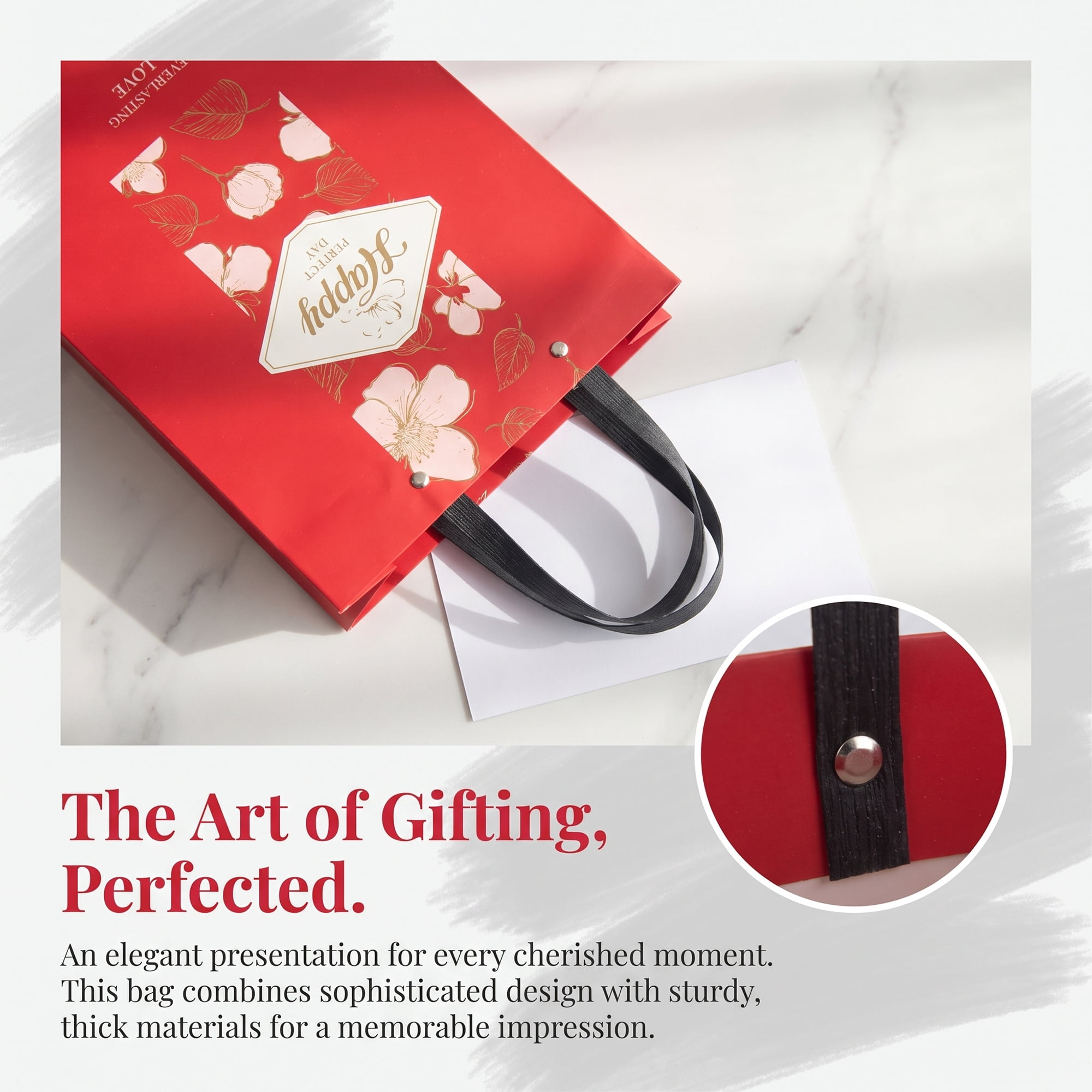 Unique Bargains Medium Gift Bags with Wide Flat Bottom for Occasions Red 8.5" x 4.3" x 11"