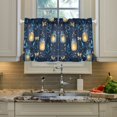 thumbnail image 2 of Yayeee Kitchen Curtains Light Filtering 27"x24" Rod Pocket Short Cafe Window Panel, Blue Fireflies Pattern, 2 of 7