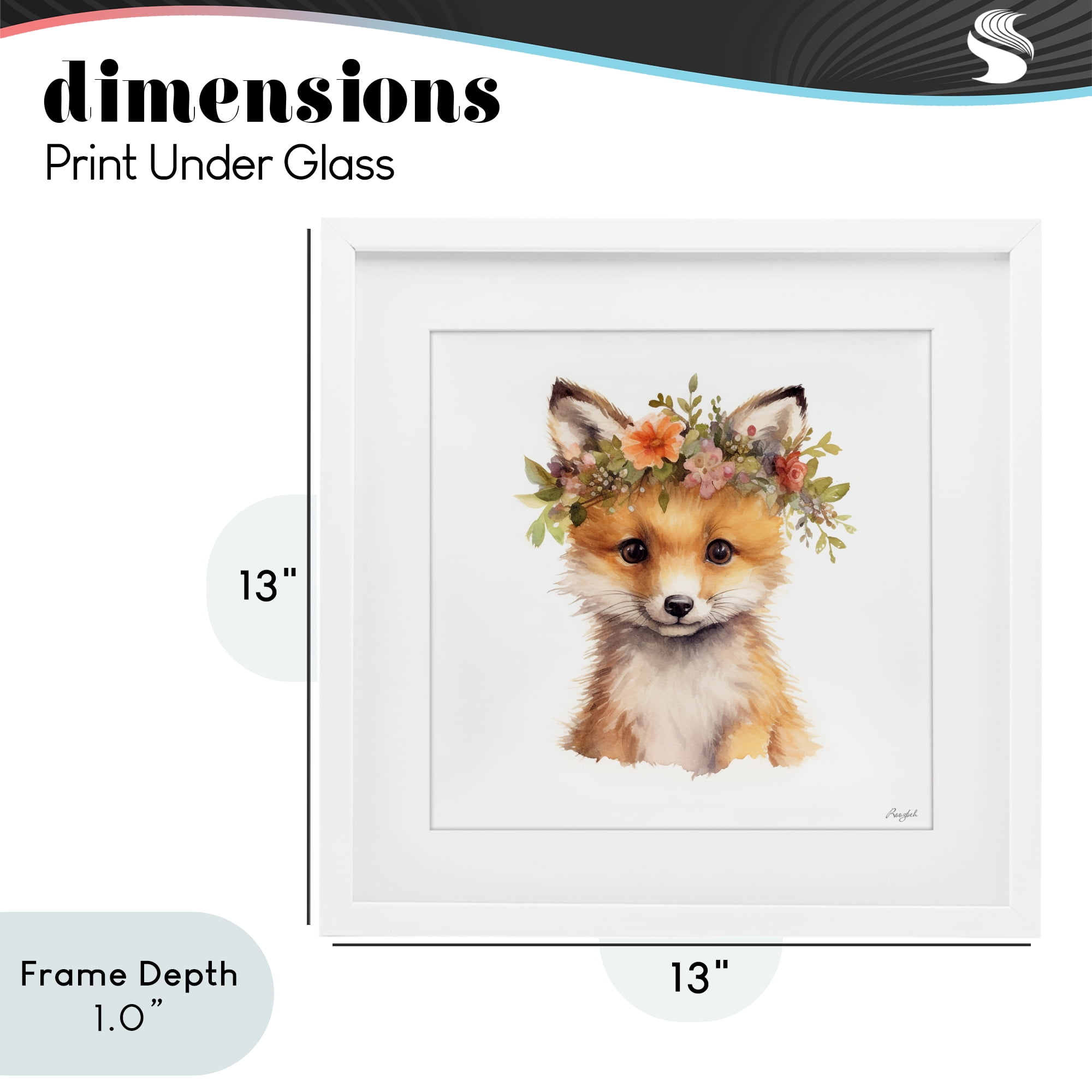 Stupell Industries Woodland Fox Flower Crown White Framed Print Under Glass, design by Roozbeh