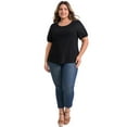 thumbnail image 2 of DARING DIVA Women's Plus Crew Neck Embroidered Short Sleeve Blouse 3X Black, 2 of 5