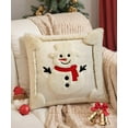 thumbnail image 2 of Christmas Pillow Covers 18x18 Set of 2 Decorative Soft Plush Faux Rabbit Fur Christmas Snowman Pillow Covers Beige 3D Embroidered Couch Cover Sofa Bedroom Living Room Holiday Winter Home Decor, 2 of 15