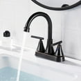 thumbnail image 5 of Kede Bathroom Sink Faucet 4 Inch 2 Handle Centerset Oil Rubbed Bronze Lead-Free Modern Bathroom Faucet Vanity Faucet with Pop-up Drain Stopper and Supply Hoses, 5 of 7