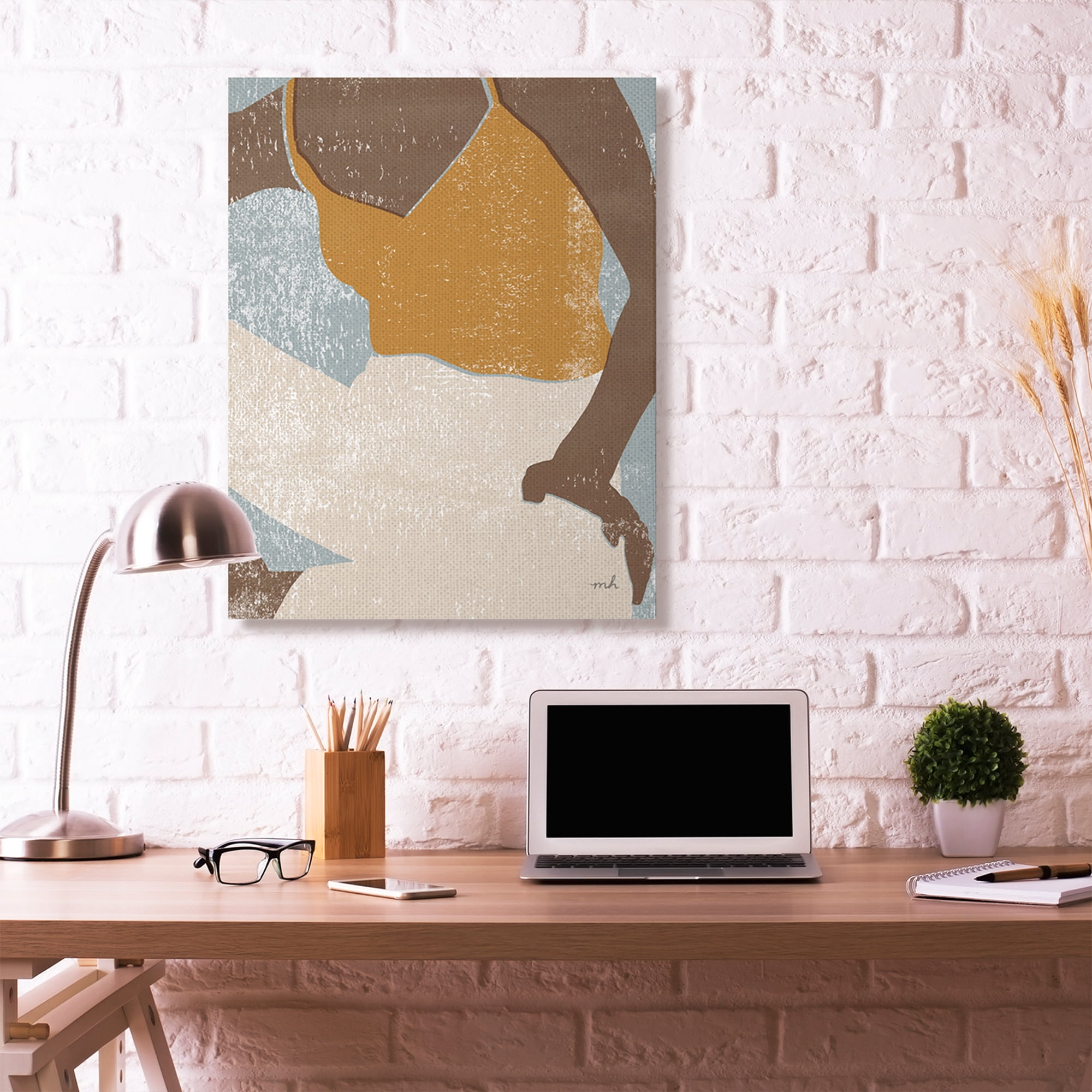 Stupell Home Décor Relaxing Sitting Person Orange Blue Textured Surface Design Canvas Wall Art by Moira Hershey
