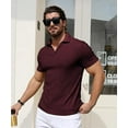 thumbnail image 7 of Aiyino Men's Muscle Stretch V Neck Polo Shirts Slim Fit Short Long Sleeve Golf T-Shirts Ribbed Knit Soft Tees Workout Tee Casual Polos, 7 of 7