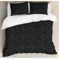 thumbnail image 1 of Floral Duvet Cover Set King Size, Graphical Pattern with Little Blossoms and Leafy Branches, Decorative 3 Piece Bedding Set with 2 Pillow Shams, Charcoal Grey White and Turquoise, by Ambesonne, 1 of 3
