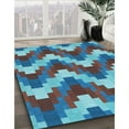 thumbnail image 3 of Ahgly Company Machine Washable Indoor Rectangle Transitional Bright Turquoise Blue Area Rugs, 6' x 9', 3 of 7