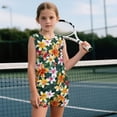 thumbnail image 3 of chaqlin Tropical Hibiscus Girl's 2-Piece Matching Set Sleeveless Tank Top and Soft Athletic Shorts with Pockets Summer Athletic Sport Outfits Toddler to Big Kid 5-14Years Old, 3 of 7