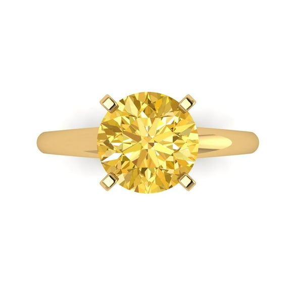 Solitaire Engagement Ring for Women - 2.5ct Simulated Yellow Diamond in 14K Yellow Gold Promise Ring